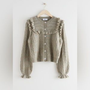 & Other Stories ruffled cable knit cardigan